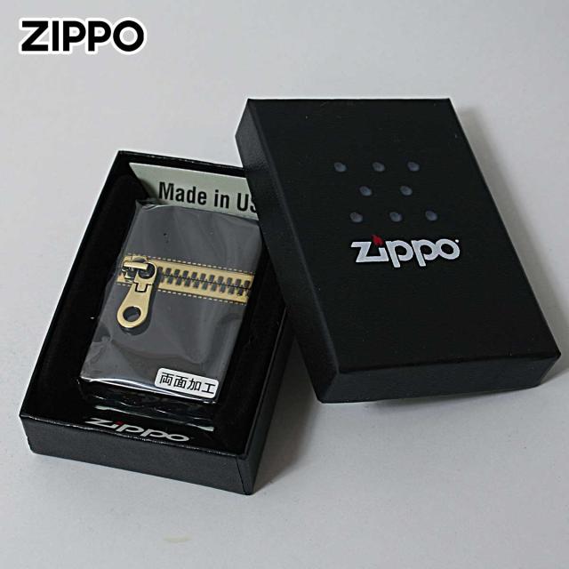Zippo ジッポライター ジッパー メタル 両面加工 ZIPPER ZIPPO ブラックイオンコーティング イオンブラック メール便専用商品_4