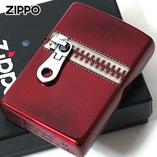 Zippo ジッポライター ジッパー メタル 両面加工 ZIPPER ZIPPO レッドイオンコーティング イオンレッド メール便専用商品