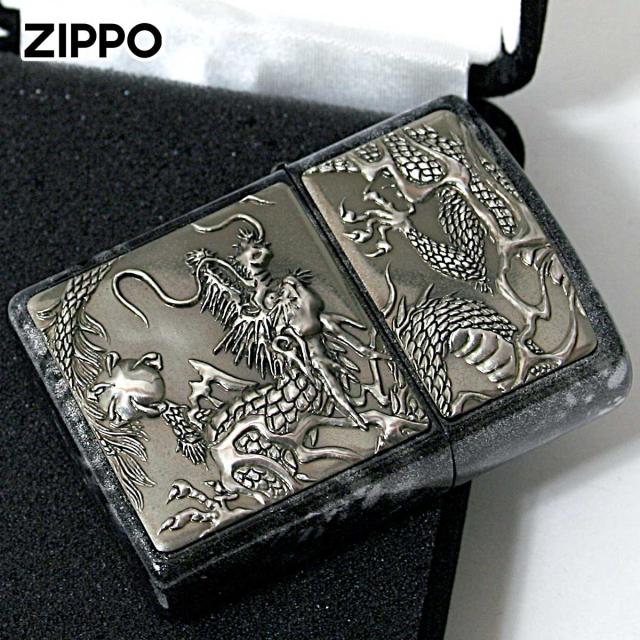 Zippo ジッポライター 龍 ドラゴン 鼈甲塗り 伝統工芸 ライズメタル 鼈甲塗り 銀龍 RISE METAL 亀甲 銀 メール便専用商品
