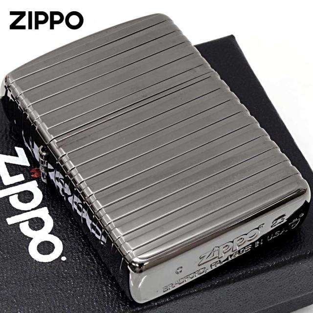 Zippo ジッポライター ARMOR アーマー ホリゾンタルストライプ Horizontal Stripe ブラックニッケル BNC メール便専用商品