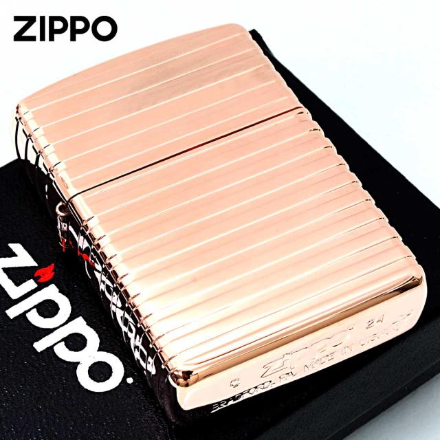Zippo ジッポライター ARMOR アーマー ホリゾンタルストライプ Horizontal Stripe ピンクゴールド PG メール便専用商品
