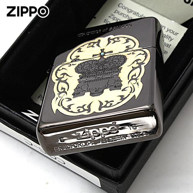 Zippo ジッポライター スカル ドクロ 骸骨 シェル 貝 インレイ 象嵌 王冠 クラウン Crown of Skulls COS-C メール便専用商品_3