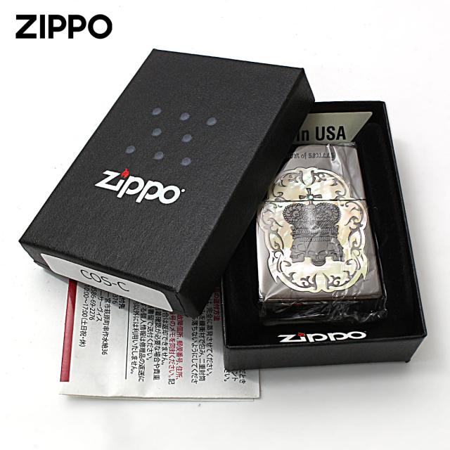 Zippo ジッポライター スカル ドクロ 骸骨 シェル 貝 インレイ 象嵌 王冠 クラウン Crown of Skulls COS-C メール便専用商品_4
