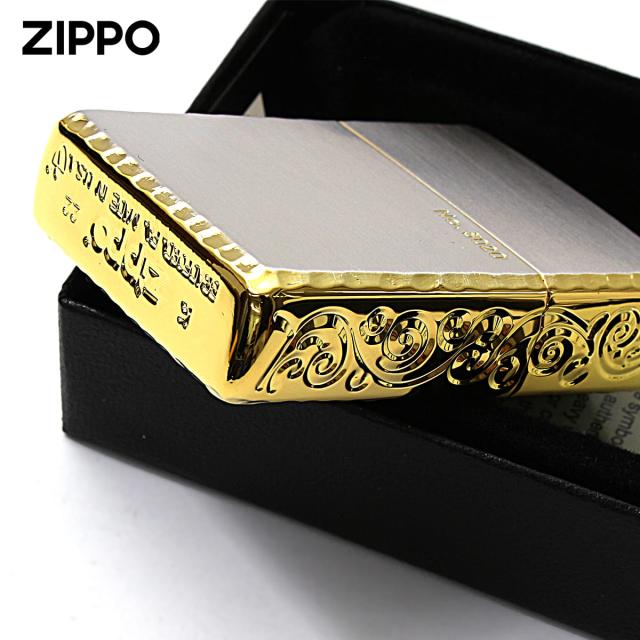 Zippo ジッポライター アーマー 162 3面彫刻 コーナーリューター加工 金銀コンビメッキ シリアル番号 SG メール便専用商品_3