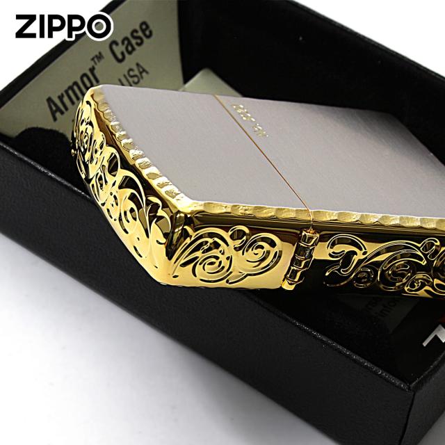 Zippo ジッポライター アーマー 162 3面彫刻 コーナーリューター加工 金銀コンビメッキ シリアル番号 SG メール便専用商品_4