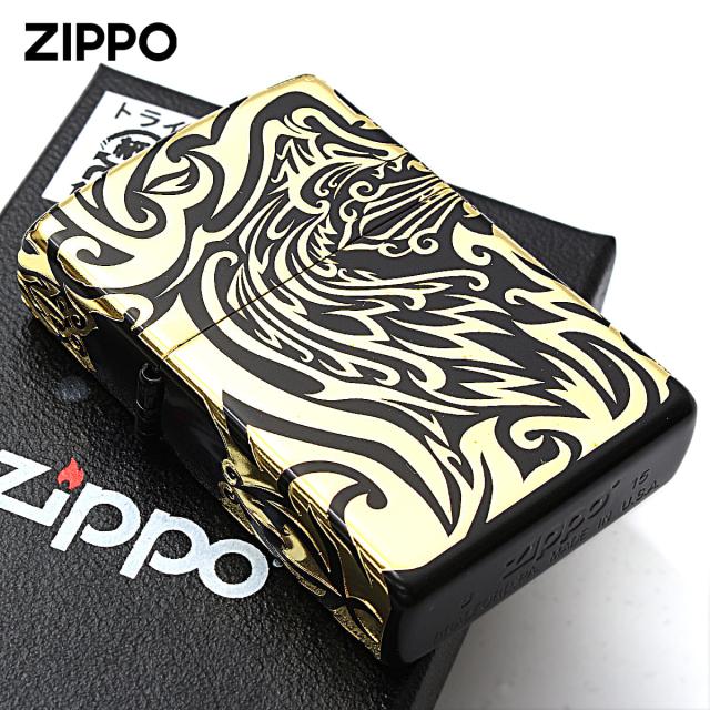 Zippo ジッポライター トライバル クロス 十字架 Cross 5面連続加工 マットブラック 凹金 Tribal Cross V GD メール便専用商品