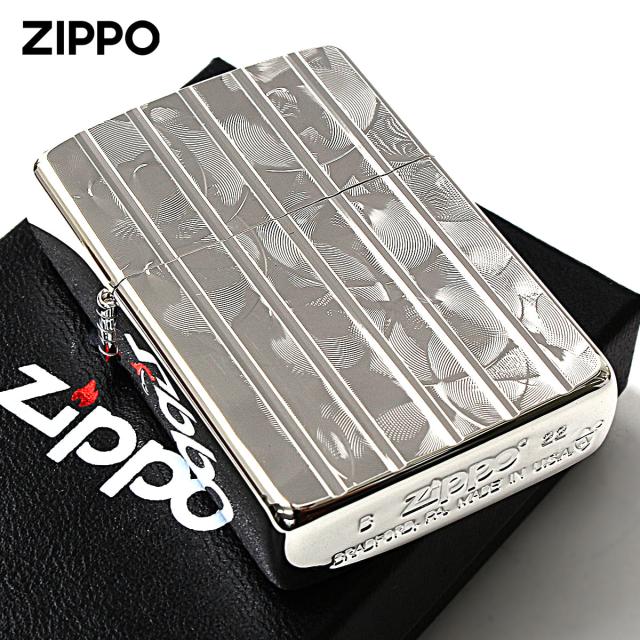 Zippo ジッポライター アーマー ウェーブカット 両面加工 彫刻 銀メッキ ARMOR Wave Cut 162SWCA メール便専用商品