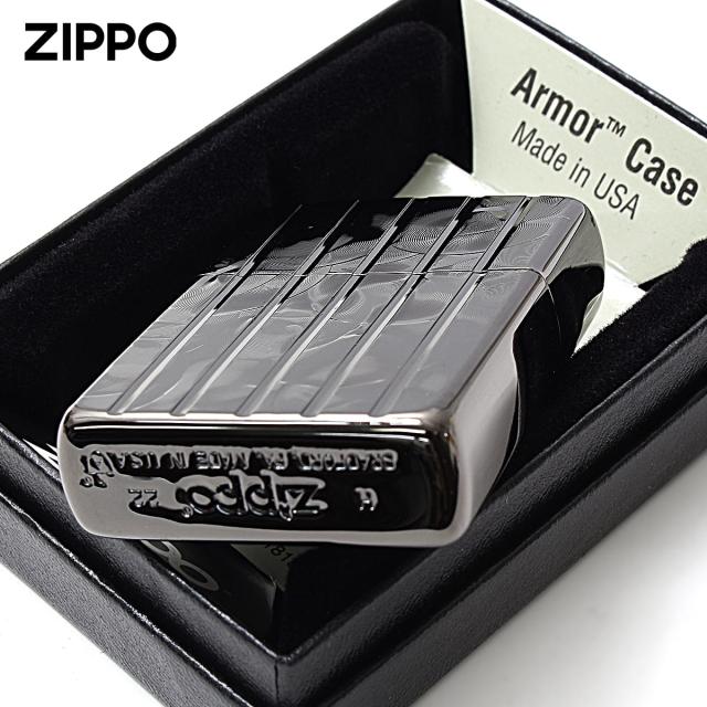 Zippo ジッポライター アーマー ウェーブカット 両面加工 彫刻 ブラックニッケル ARMOR Wave Cut 162BWCA メール便専用商品_3