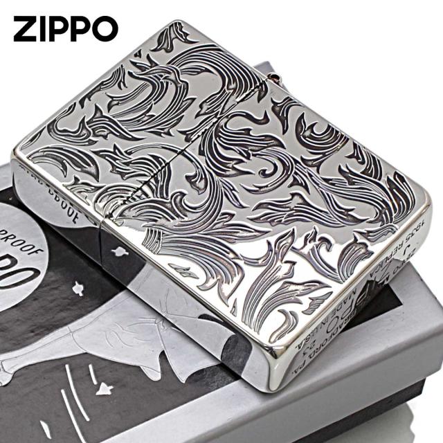 Zippo ジッポライター 1935レプリカ アラベスク 唐草 両面加工 Arabesque 銀イブシ SI メール便専用商品_1