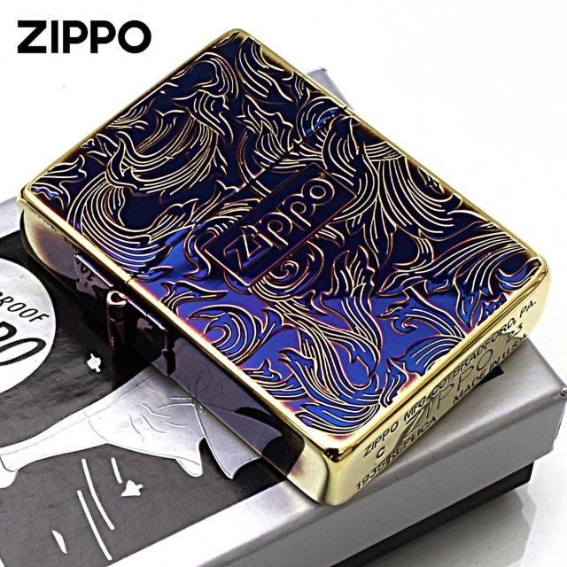 Zippo ジッポライター 1935レプリカ アラベスク 唐草 両面加工 Arabesque 金イブシ ゴールドタンク GI メール便専用商品