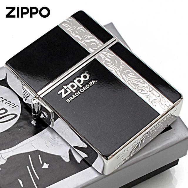 Zippo ジッポライター 1935レプリカ バーティカル アラベスク 唐草 両面加工 Vertical Arabesque 銀メッキ 1935VERS メール便専用商品