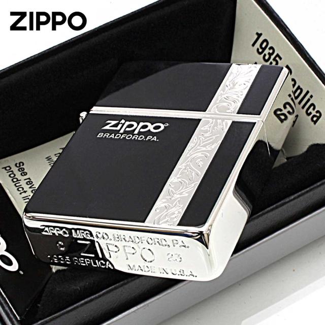 Zippo ジッポライター 1935レプリカ バーティカル アラベスク 唐草 両面加工 Vertical Arabesque 銀メッキ 1935VERS メール便専用商品_3