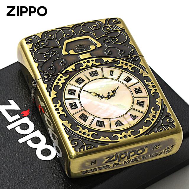 Zippo ジッポライター アーマー シェルウォッチ 貝 インレイ 象嵌 ARMOR SHELL WATCH BS 2-81b ブラスいぶし 80065 メール便専用商品
