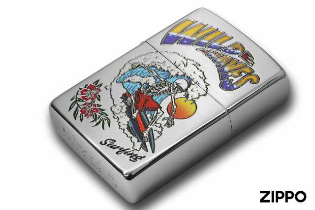 Zippo ジッポライター サーフィン スカル ドクロ Surfing Skull つや消し サテーナ 80063 プレゼント 贈り物 男性 かっこいい メール便可