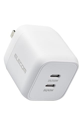 エレコム 充電器 Type-C 2ポート 45W USB PD対応 PPS対応 Magsafe3対応 折りたたみ式プラグ iPhone15/i