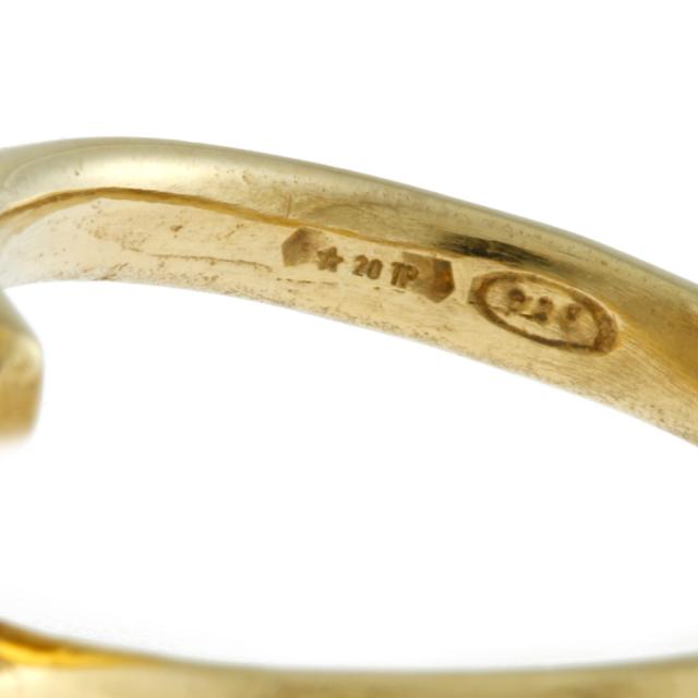 イタリー製 金メッキ 18金仕上げ エナメル 13号 輪っか 指環 13号 しろがね色925 サンゴ トルマリン レディース   新品 R&amp;K再利用第一人者