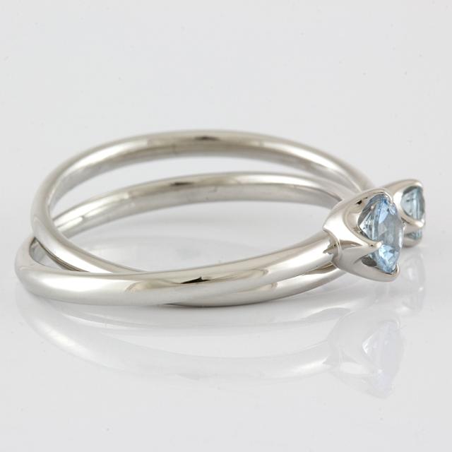 ヨンドシー　リング　ダイヤ　アクアマリン　K18 PG 8号　指輪　4℃ ヨンドシー リング ダイヤ アクアマリン K18 PG 8号 指輪 4℃ K18 2連