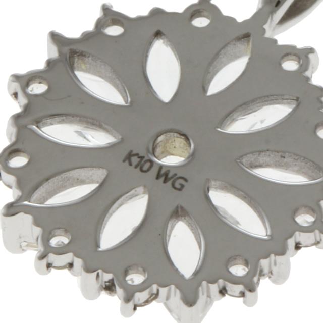 フラワー ネックレス 10金 K10ホワイトゴールド ホワイトトパーズ レディース 新品 R&amp;Kリサイクルキング_6