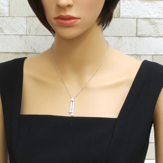 Queen クィーン ネックレス 18金 K18ホワイトゴールド ダイヤモンド 0.60ct レディース中古 R&amp;Kリサイクルキング_1