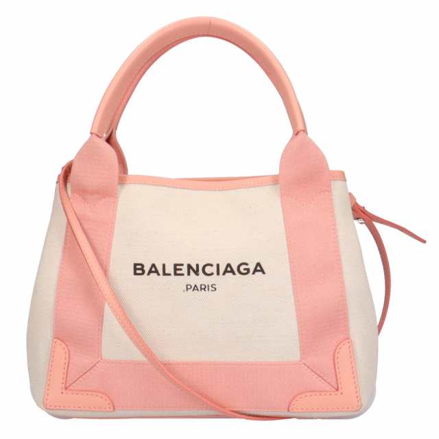 BALENCIAGA カバXS ネイビー ショルダーバッグ キャンバス ベージュ