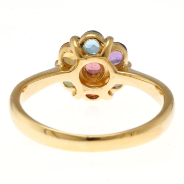 指輪 K18 18金 アクアマリン ピンクトパーズ ダイヤ リング