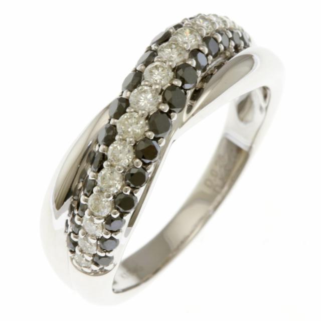 リング 指輪 12号 18金 K18ホワイトゴールド ダイヤモンド 0.28ct/0.53ct レディース 中古