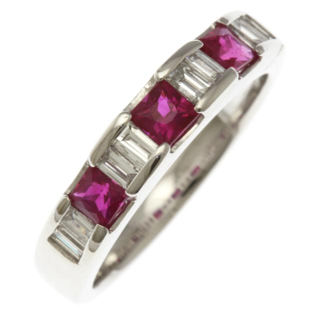 リング 指輪 12.5号 Pt900プラチナ ルビー 0.70ct ダイヤモンド 0.39ct  