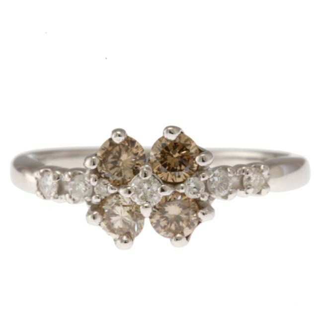 リング 指輪 11号 18金 花 フラワー K18ホワイトゴールド ダイヤモンド 0.64ct レディース 中古_2