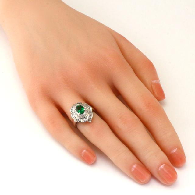リング 指輪 8号 大ぶり 鑑別書 Pt900プラチナ トルマリン 0.859ct ダイヤモンド 0.574ct レディース 中古_1