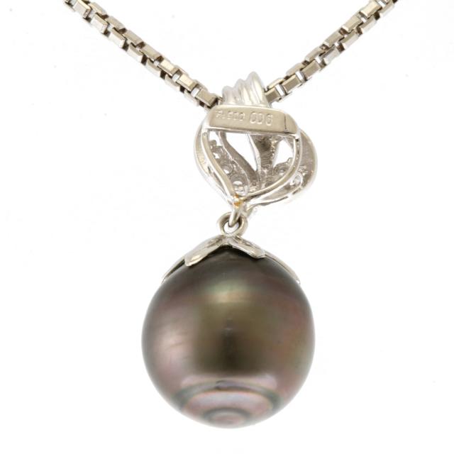 ネックレス 鑑別書 黒蝶真珠 Pt850 PT900 プラチナ パール