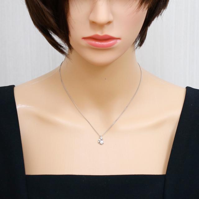 ネックレス 花 フラワー Pt850 Pt900 プラチナ ダイヤモンド 0.20ct レディース 中古 R&Kリサイクルキング_1