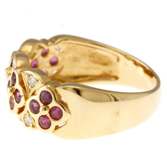 中古】K18ルビーダイヤモンドリング R1.02 D1.21 6.7g #12 イエロー  