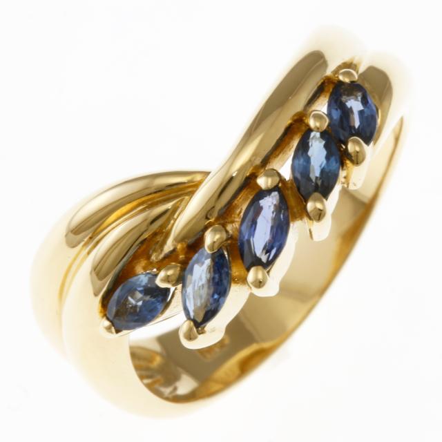 新品仕上済み 水色 石 デザイン リング K18 11.5号 3.0g 金 イエロー