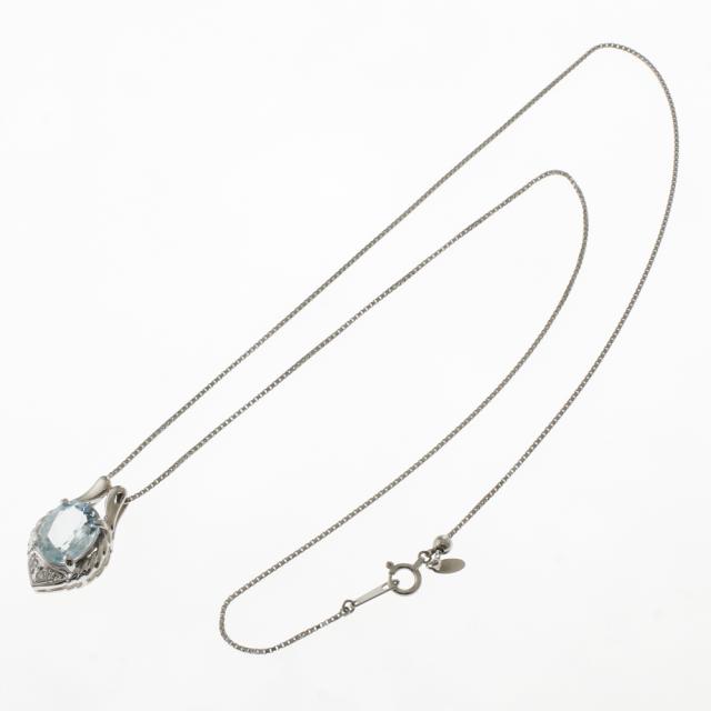 ネックレス Pt850 Pt900 プラチナ アクアマリン 2.35ct