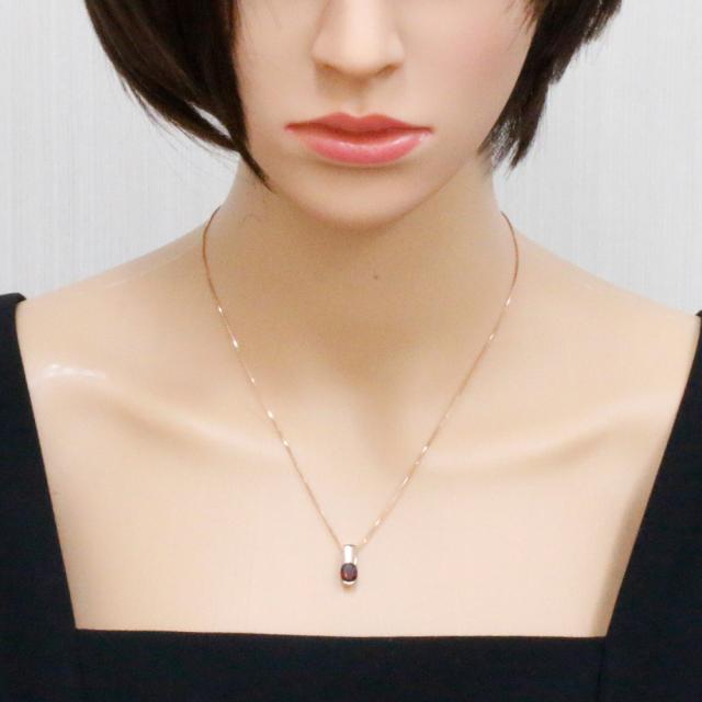 ネックレス 一粒 18金 K18ピンクゴールド ガーネット 1.39ct レディース 中古 R&Kリサイクルキング_1