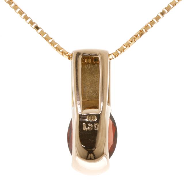 ネックレス 一粒 18金 K18ピンクゴールド ガーネット 1.39ct レディース 中古 R&Kリサイクルキング_2