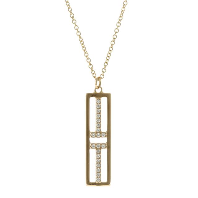 ティファニー TIFFANY&Co. T TWO オープン バーティカル バー ネックレス 18金 K18ピンクゴールド ダイヤモンド レディース 中古 R&Kリサイクルキングの通販は