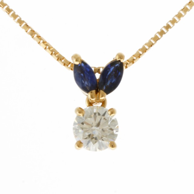 ネックレス 18金 K18イエローゴールド ダイヤモンド 0.317ct サファイア 0.18ct レディース 中古 R&Kリサイクルキング