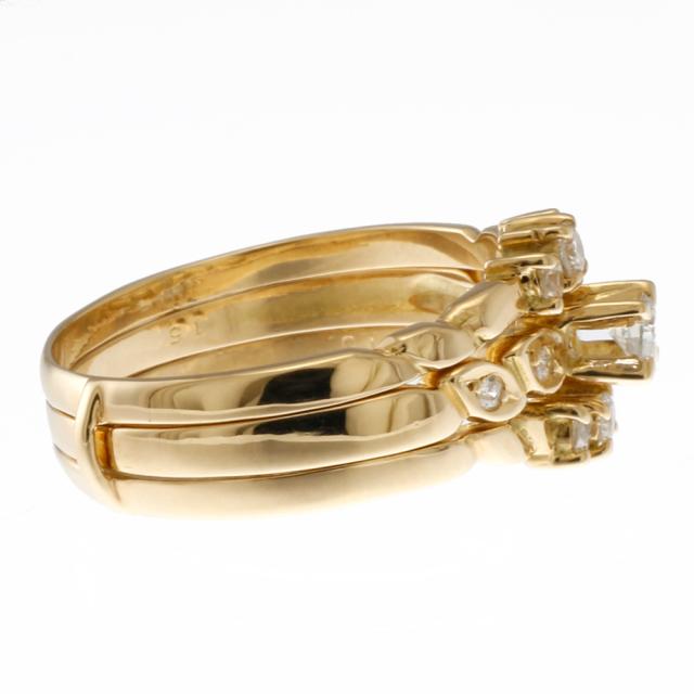 K18 ダイヤ0.09ct リング 11.5号 5.6g 月型甲丸 幅0.3-1.0