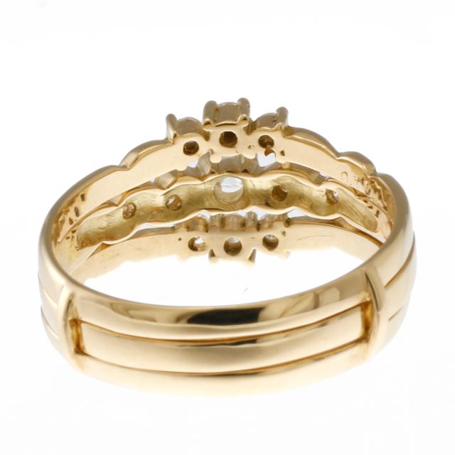 K18 ダイヤ0.09ct リング 11.5号 5.6g 月型甲丸 幅0.3-1.0