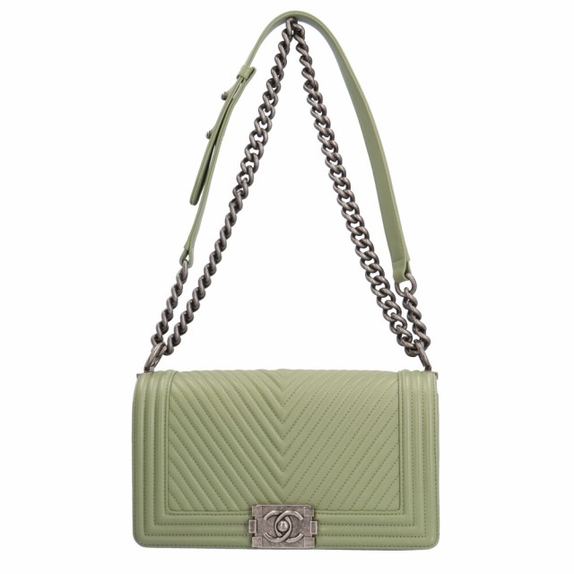 シャネル CHANEL ボーイシャネル Vステッチ ショルダーバッグ ラムスキン グリーン レディース 中古 R&Kリサイクルキングの通販は