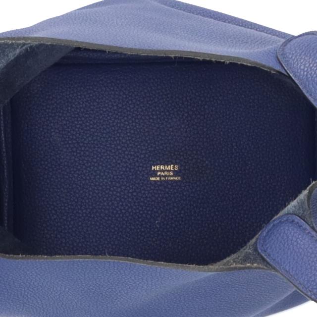 エルメス HERMES ピコタンロックPM ハンドバッグ トゴ ブルー