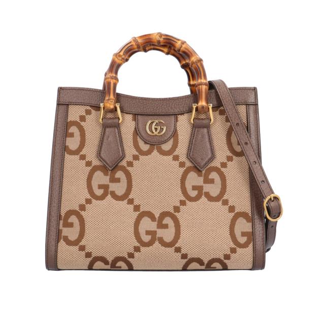 グッチ ジャンボGG バンブー ミニトート ダイアナ ショルダーバッグ レザー 660195 493075 ブラウン レディース GUCCI  中古  R&Kリサイクルキング