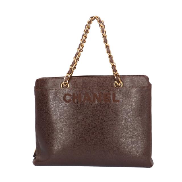 シャネル ロゴチェーントートバッグ トートバッグ キャビアスキン ブラウン レディース CHANEL  中古  R&Kリサイクルキングの通販は