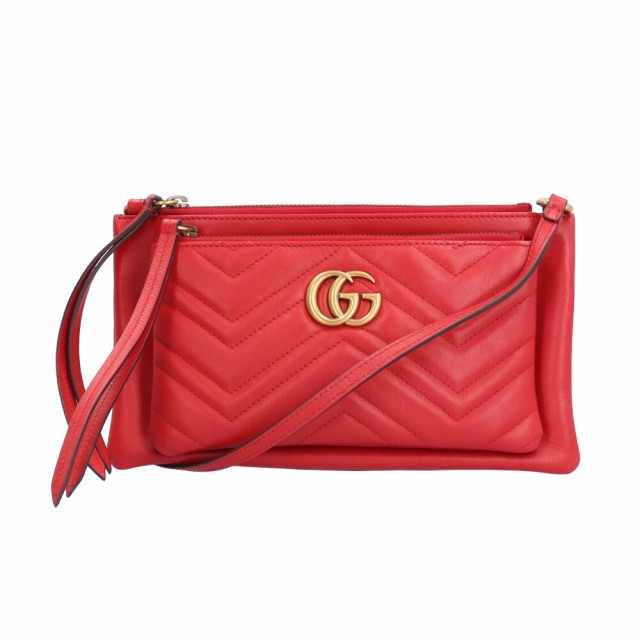 グッチ GGマーモント ショルダーバッグ レザー 453878 213317 レッド レディース GUCCI 中古 R&Kリサイクルキング