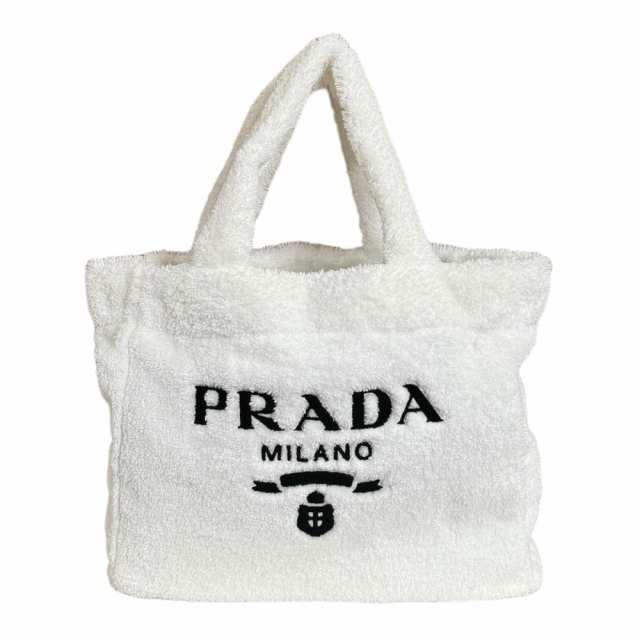 プラダ テリー トートバッグ パイル 1BG130 ホワイト レディース PRADA  中古  R&Kリサイクルキングの通販は