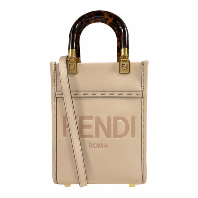 フェンディ サンシャインショッパーミニ ショルダーバッグ レザー 8BS051　ABVL ベージュ レディース FENDI 中古 R&Kリサイクルキング