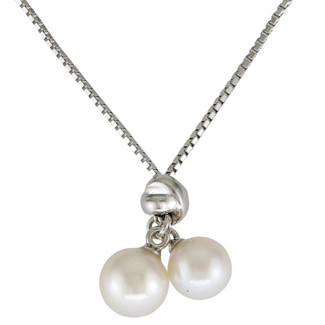 タサキ k18wg ダブルパール スライドネックレス