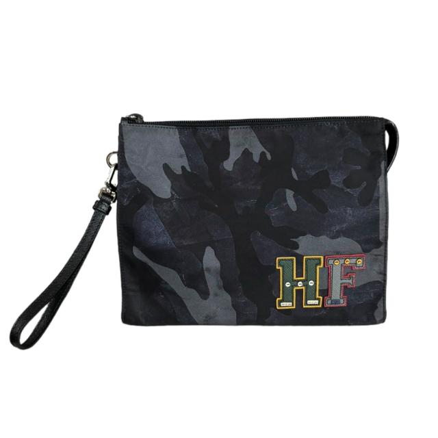 プラダ カモフラ柄テースト セカンドバッグ ナイロン 2NE789 ブラック メンズ PRADA  中古  R&Kリサイクルキング