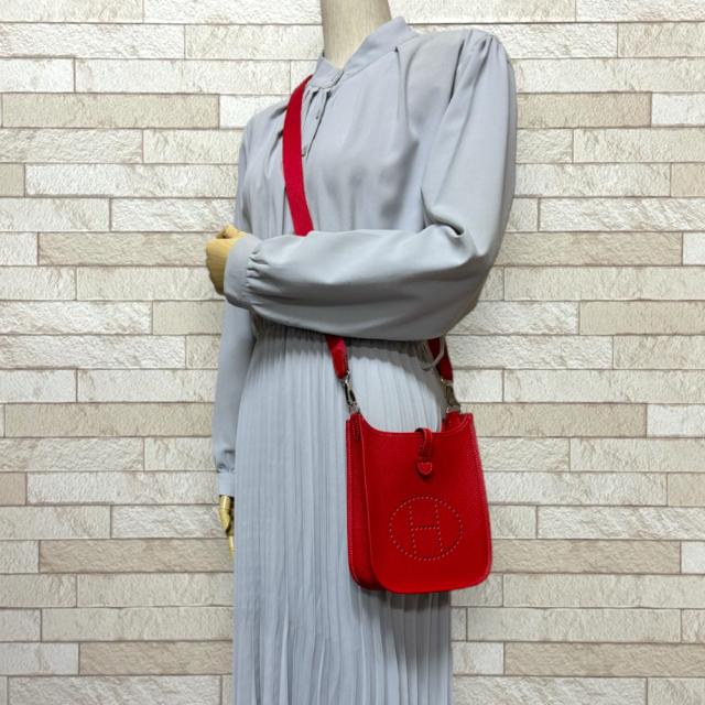 エルメス エブリンTPM ショルダーバッグ トゴ レッド レディース 